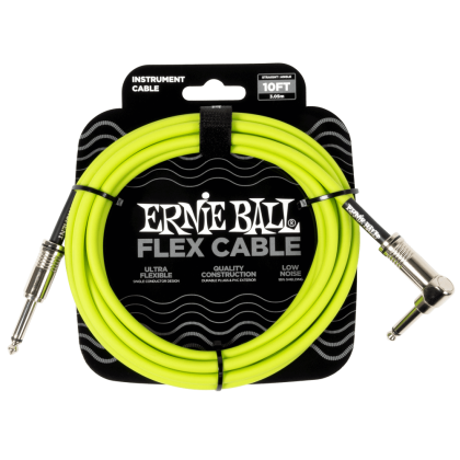 ERNIE BALL 6465 Flex Instrument Cable Stright/Angle 10ft Green Кабел