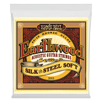 ERNIE BALL • 2045 11-52 Earthwood Soft 80/20 Bronze Silk & Steel Acoustic Guitar Strings • Струни за акустична китара