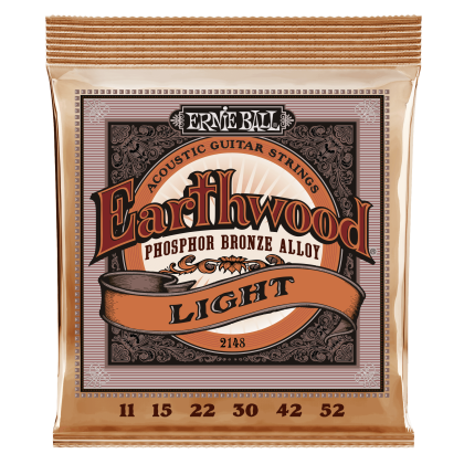 ERNIE BALL • 2148 11-52 Earthwood Light Phosphor Bronze Acoustic Guitar Strings • Струни за акустична китара