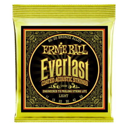 ERNIE BALL • 2558 11-52 Light Everlast Coated 80/20 Bronze Acoustic Guitar Strings • Струни за акустична китара