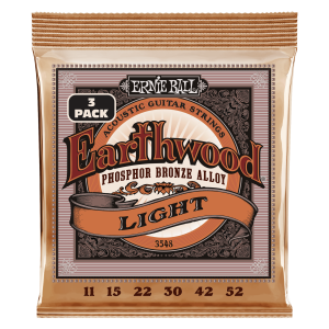ERNIE BALL | 3548 11-52 Earthwood Light Phosphor Bronze Acoustic Guitar Strings 3 Pack | Троен пакет струни за акустична китара