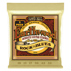 ERNIE BALL | 3008 10-52 Earthwood Rock And Blues 80/20 Bronze Acoustic Guitar Strings 3 Pack | Троен пакен струни за акустична китара