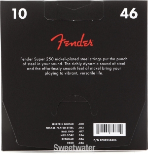 FENDER • 250R 10-46 SuperSonic™ Nickel-Plated Steel Electric Guitar Strings • Струни за електрическа китара