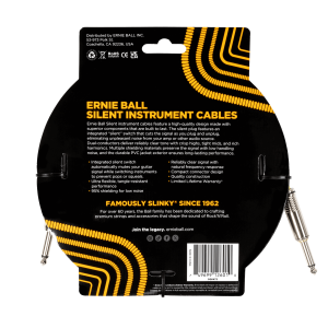 ERNIE BALL • 6473 20ft Black Straight/Straight Classic Silent Instrument Cable (6.09 m) • Инструментален кабел