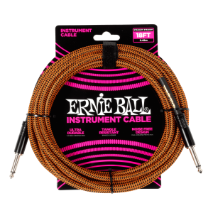 ERNIE BALL • 6471 18ft Pumpkin Pie Straight/Angle Braided Instrument Cable (5.49 m)  • Инструментален кабел