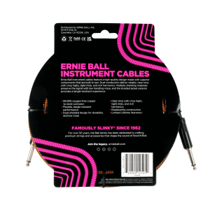 ERNIE BALL • 6471 18ft Pumpkin Pie Straight/Angle Braided Instrument Cable (5.49 m)  • Инструментален кабел