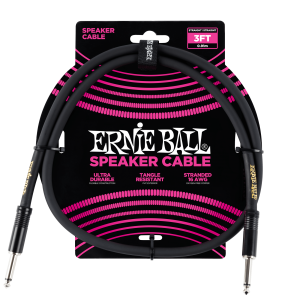 ERNIE BALL • 6071 3ft Black Straight/Straight Classic Speaker Cable (0.91 m) • Кабел за китарна колона